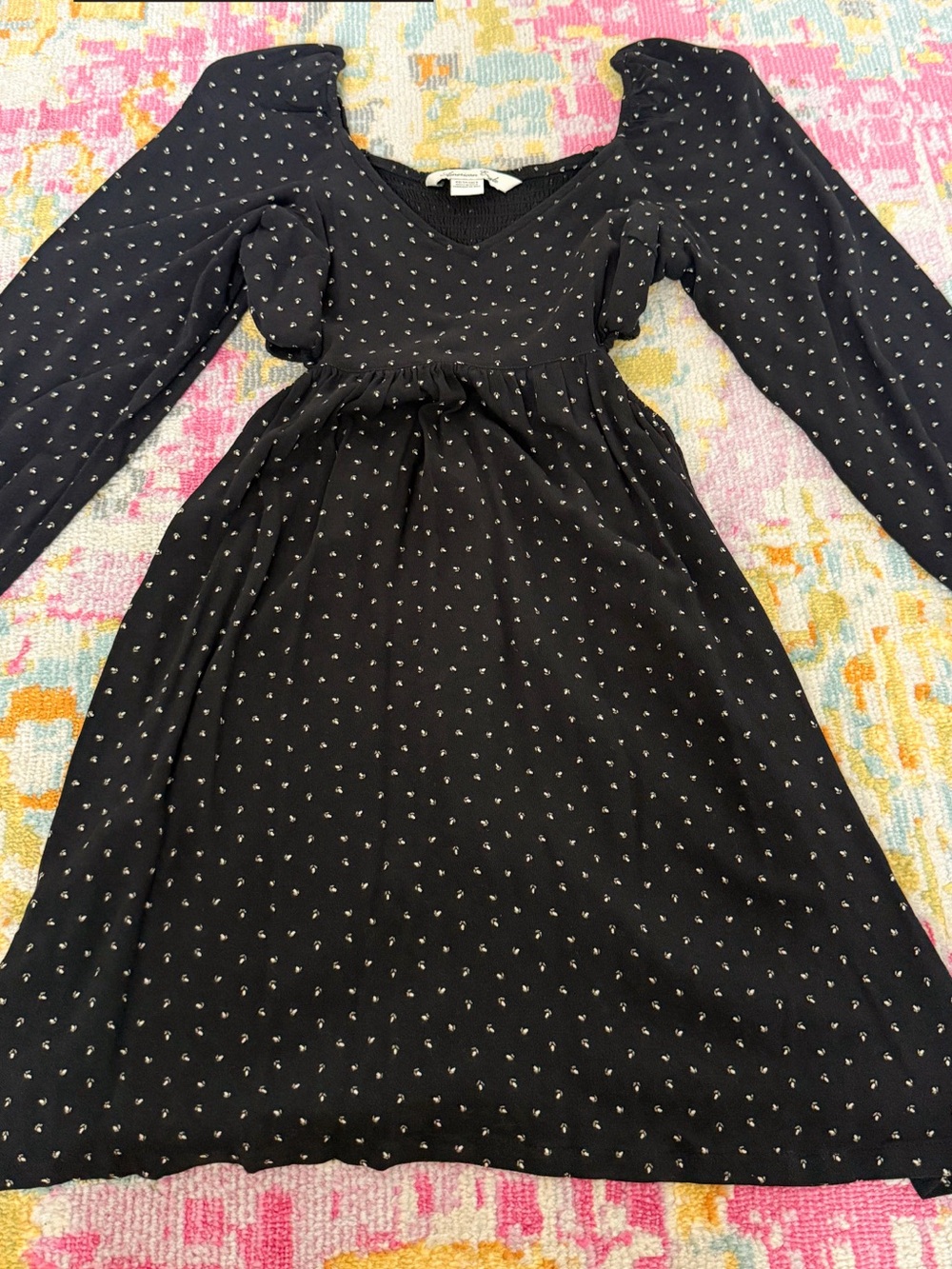 American Eagle Outfitters Black Dress with Tiny White Heart Print